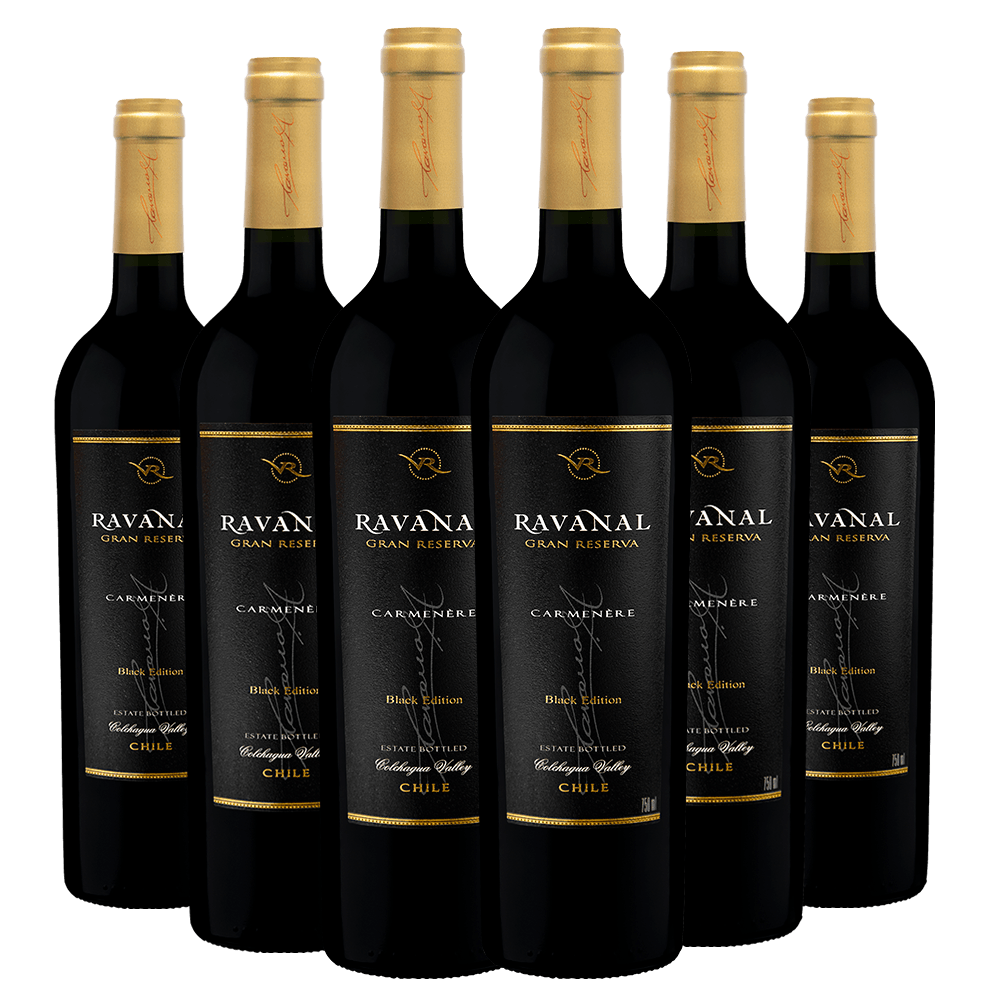 Kit Caixa Fechada 6 Garrafas Vinho Ravanal Gran Reserva Carménère